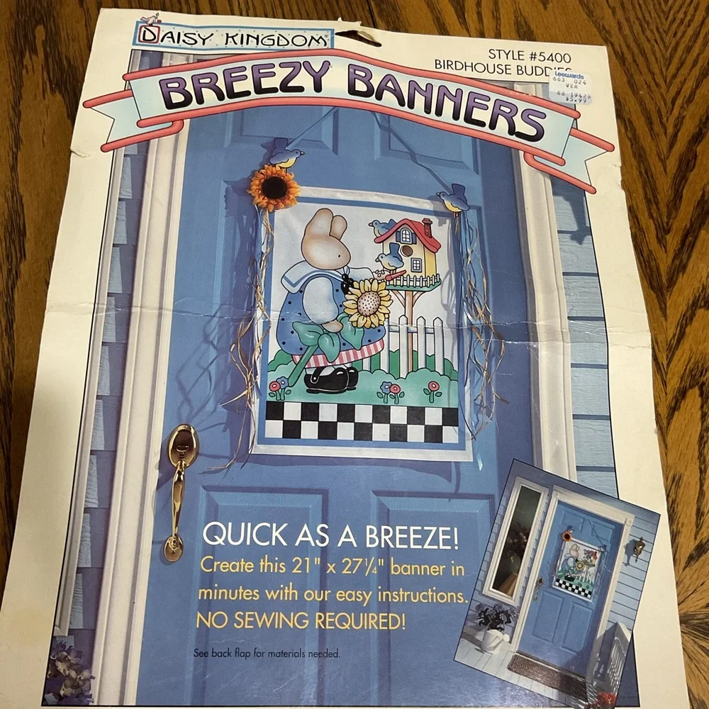 Breezy Banners rabbit birdhouse sunflower Fabric Kit with HeatBond Tape Craft
